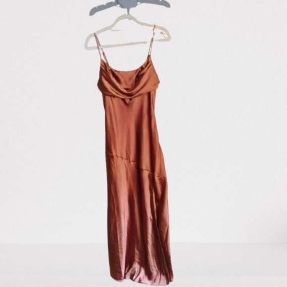 NWT Selfie Leslie Satin Slip Dress Chocolate XL - Picture 2 of 6